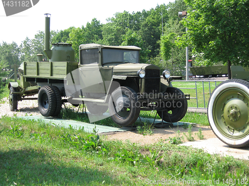 Image of Old military technology on parking in a museum Russia Moscow