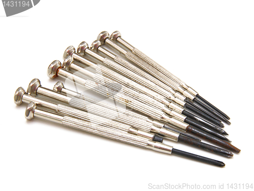 Image of several screwdrivers on the white background