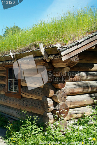 Image of Detail of old log-cabin