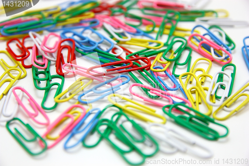 Image of Color paper clips to background.