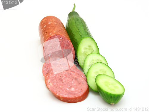 Image of Fresh sausage and cucumber