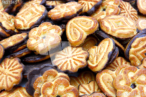 Image of Cookies in the form of heart with chocolate 