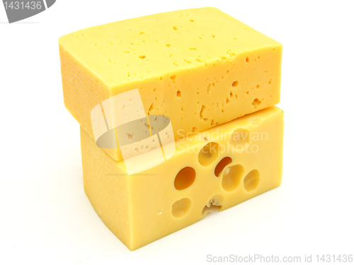 Image of piece of cheese isolated on a white background