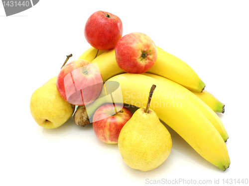 Image of Yellow bananas apples and pears 