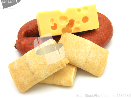 Image of Rolled pancakes with cheese and sausage