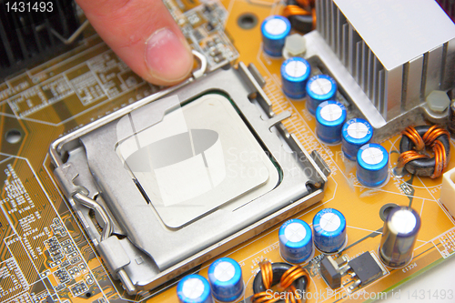 Image of Processor on the computer motherboard
