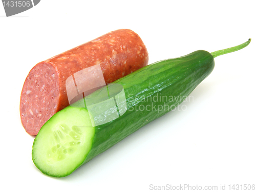 Image of Fresh sausage and cucumber