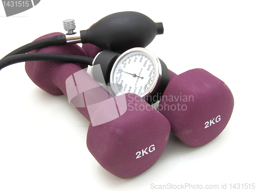 Image of Stethoscope and dumbbell 