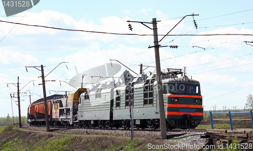 Image of green electric locomotive