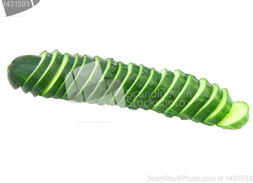 Image of Sliced Cucumber Isolated on White Background