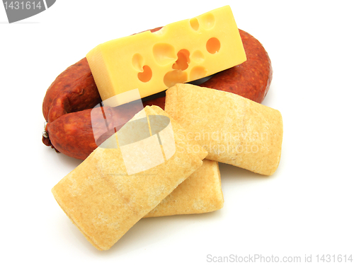 Image of Rolled pancakes with cheese and sausage