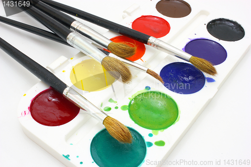 Image of Paints with brushes