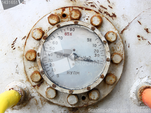 Image of Old rusty gas gauge manometer 