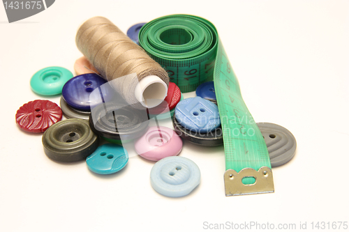 Image of sewing tools on white background