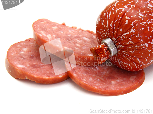 Image of Sausage cut by slices 