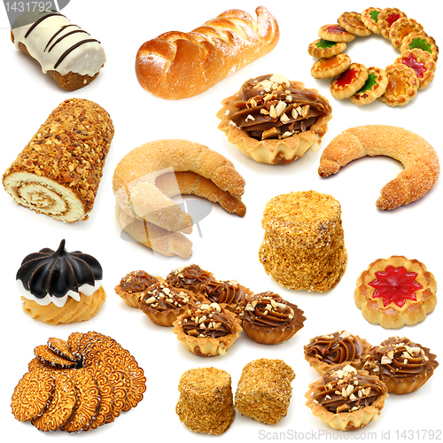 Image of Set of cookies of the various form on a white background