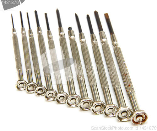 Image of several screwdrivers on the white background