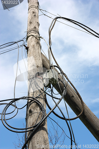 Image of wooden pole with wires