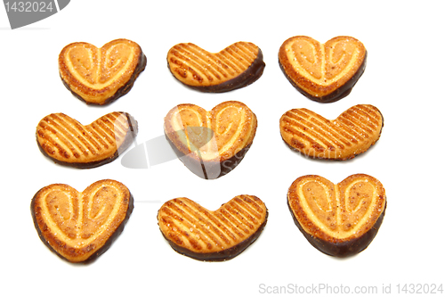 Image of Cookies in the form of heart with chocolate 