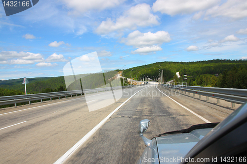 Image of The road to the mountain view from the car