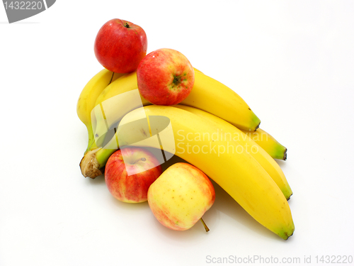 Image of Yellow bananas apples and pears 