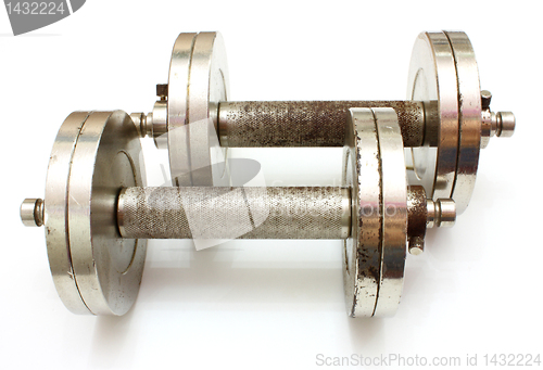 Image of Two metal dumbbells