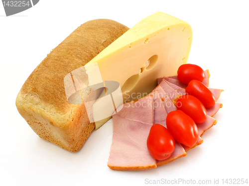 Image of cheese with a meat and tomatoes 