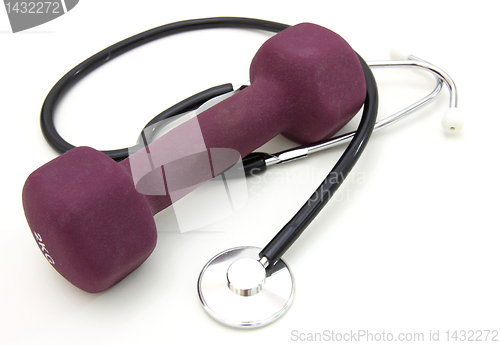 Image of Stethoscope and dumbbell 