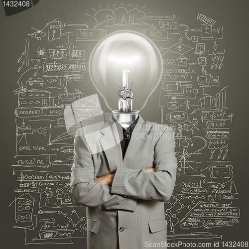 Image of lamp head businessman