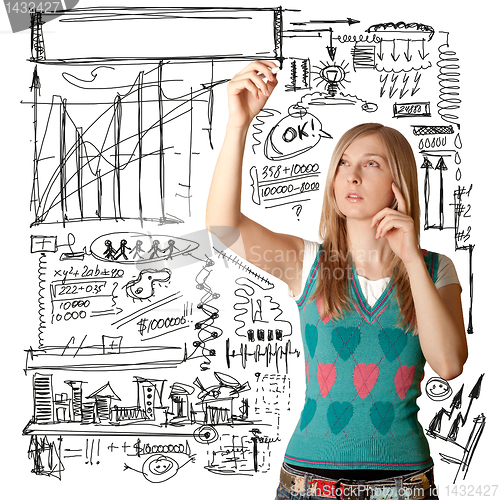 Image of businesswoman writing something