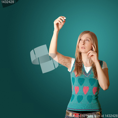 Image of businesswoman writing something