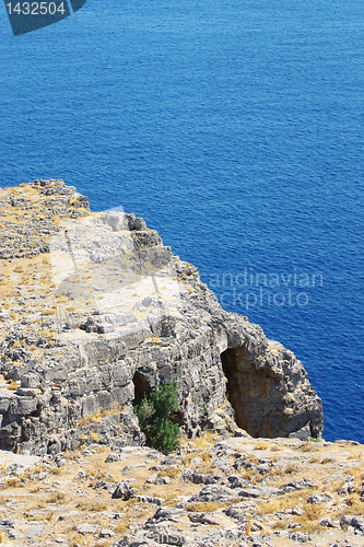 Image of Mountain in Lindos Bay. Greece