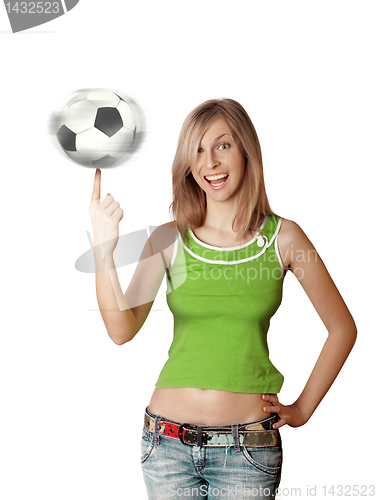 Image of happy girl with soccer ball