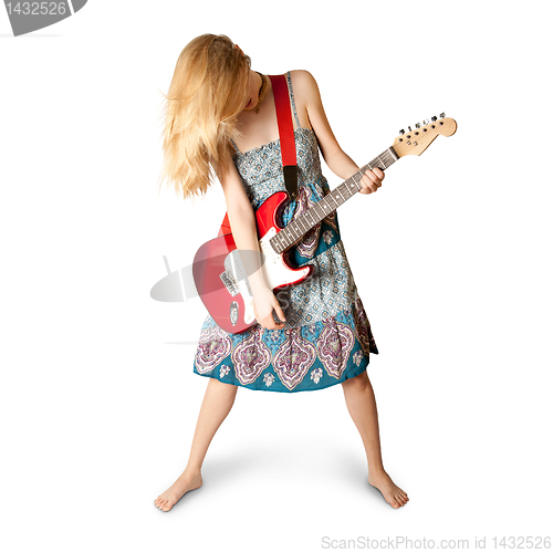 Image of hippie girl with electric guitar