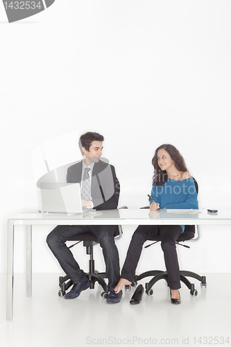 Image of girl flirting at work