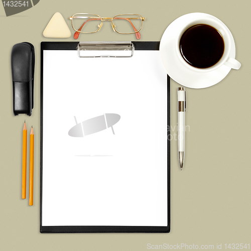 Image of abstract business background with office supply