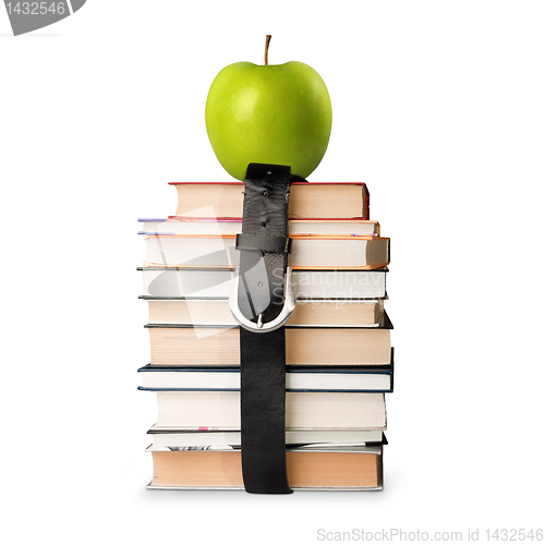 Image of books pile with belt