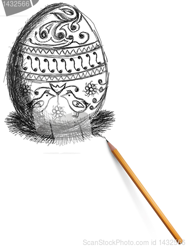 Image of sketch of easter egg and pencil