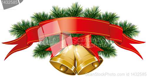 Image of christmas bells with christmas tree