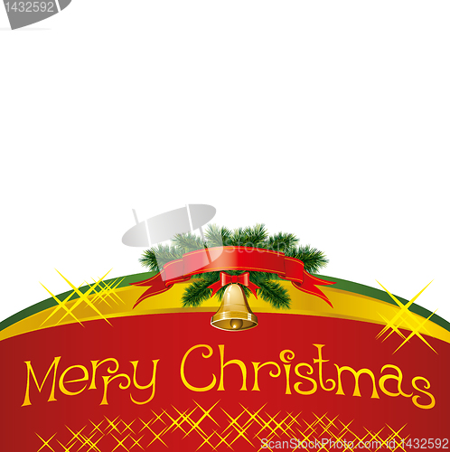 Image of christmas card with bells with christmas tree