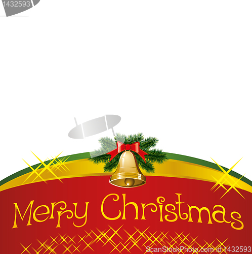 Image of christmas card with bells with christmas tree