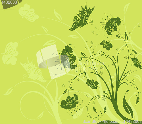Image of Flower background with butterfly