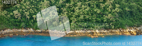 Image of Panorama of tropical ocean shoreline