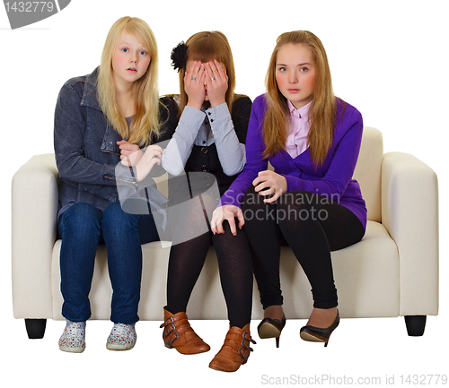 Image of Three girls look a horror movie