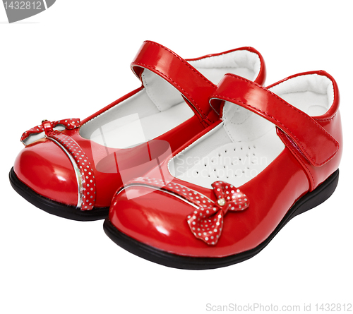 Image of Female red shoes on white background