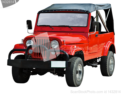 Image of Red road vehicle on white background