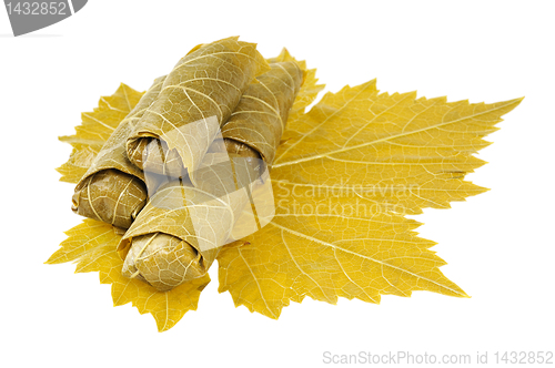 Image of Dolma on grape leaf