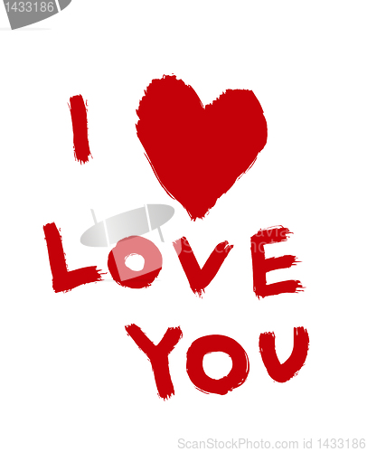 Image of red inscription ''I love you'' with abstract heart