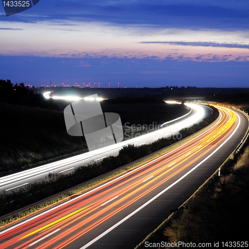 Image of night traffic motion