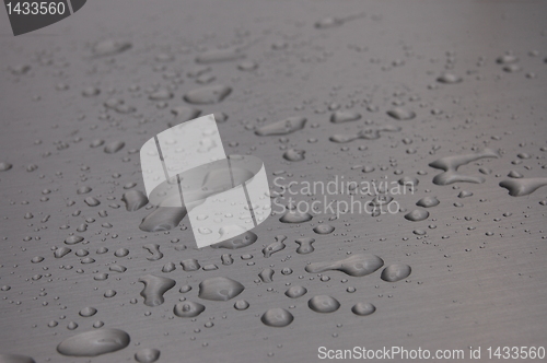 Image of water drops on metal surface